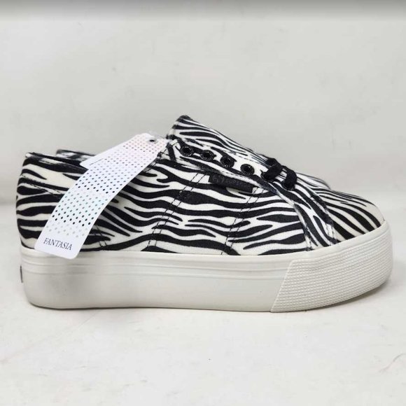 Women's (Euro Superga 2790 Zebra platform velvet